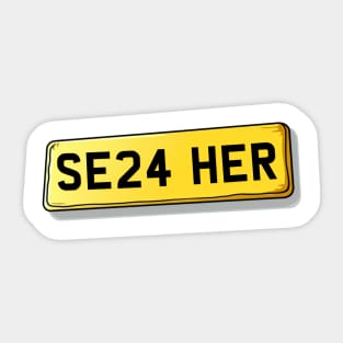 SE24 HER Herne Hill Number Plate Sticker